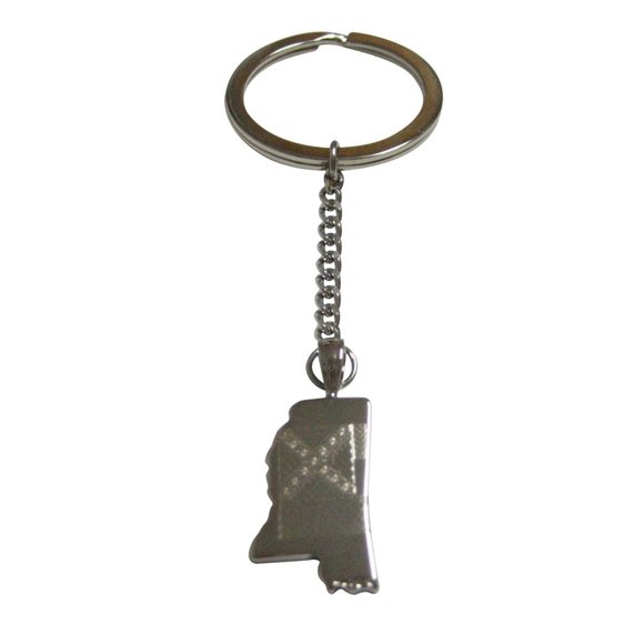 Mississippi State Map Shape and Flag Keychain - Picture 1 of 2